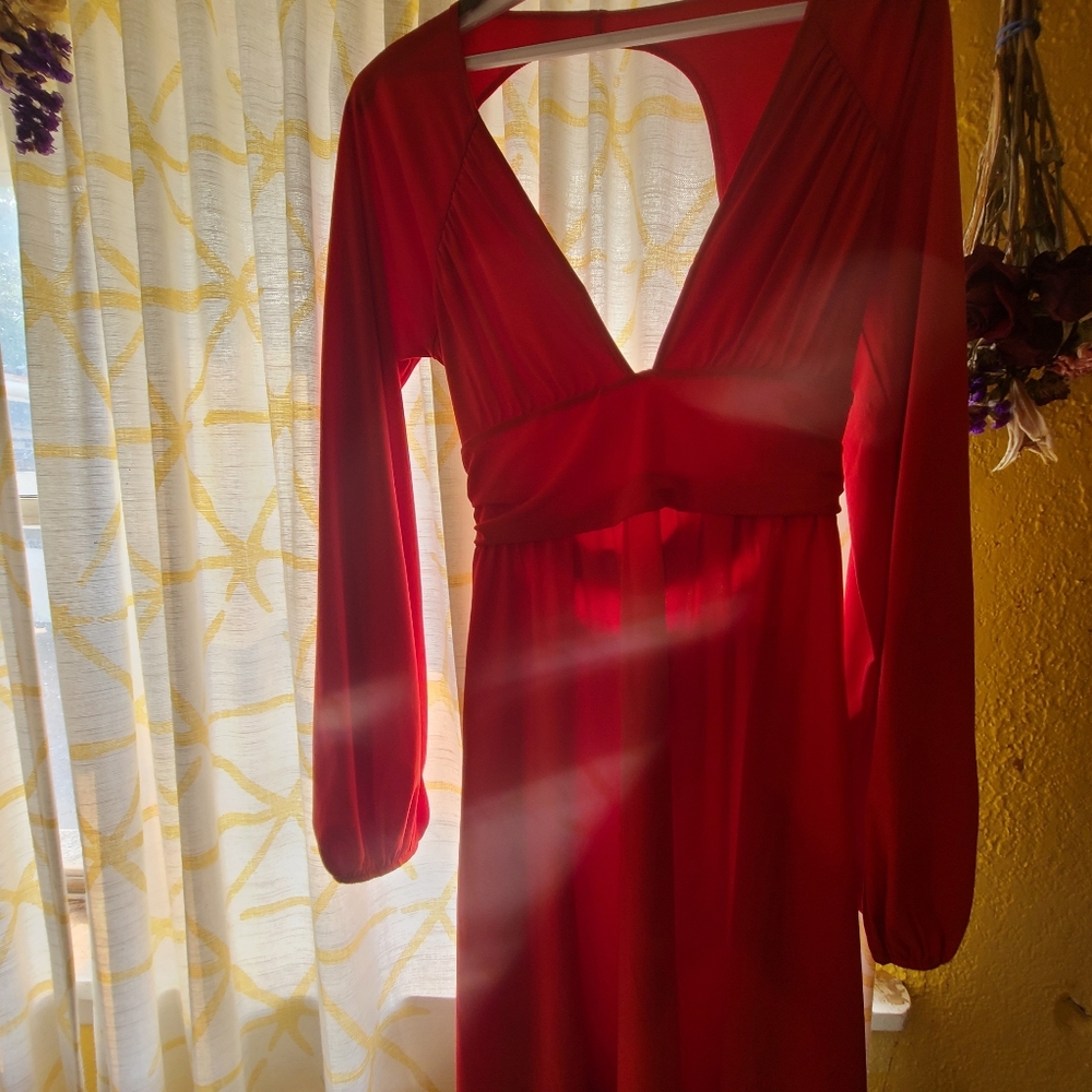 MODA International long sleeved Red Dress. Size small
